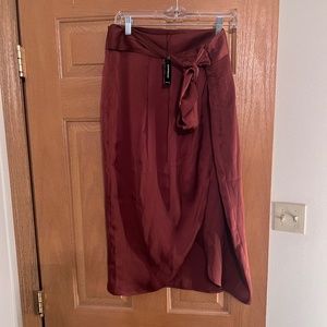 Express Satin faux Wrap Skirt
